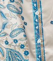 Terani Couture Round Neck Long Sleeve Printed Satin Shirtdress