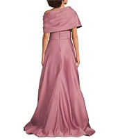 Terani Couture Satin One-Shoulder Neck Sleeveless Beaded Applique A-Line Ball Gown