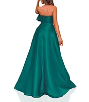 Terani Couture Strapless 3D Ruffle Front Shimmer Crepe Ballgown