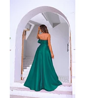 Terani Couture Strapless 3D Ruffle Front Shimmer Crepe Ballgown