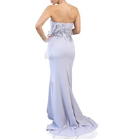 Terani Couture Strapless Sleeveless Beaded Bodice Mermaid Gown