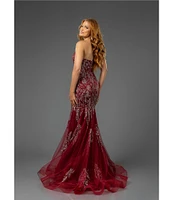 Terani Couture Sweetheart Neck Beaded Tulle Mermaid Gown