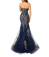 Terani Couture Sweetheart Neck Beaded Tulle Mermaid Gown