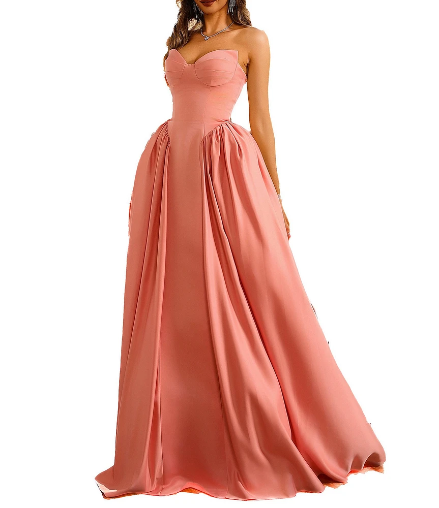 Terani Couture Sweetheart Neck Side Pleated Satin Ballgown
