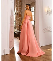 Terani Couture Sweetheart Neck Side Pleated Satin Ballgown