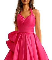 Terani Couture Taffeta Sweetheart Halter Neck Sleeveless Side Ruffle A-Line Ball Gown