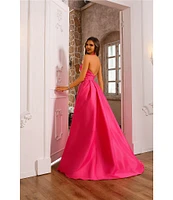 Terani Couture Taffeta Sweetheart Halter Neck Sleeveless Side Ruffle A-Line Ball Gown