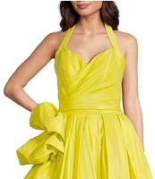 Terani Couture Taffeta Sweetheart Halter Neck Sleeveless Side Ruffle A-Line Ball Gown