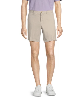 The Cloud Collection 7#double; Flat Front Washed Chino shorts