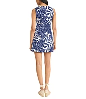 The Good Journey Floral Print Linen Blend Square Neck Sheath Mini Dress