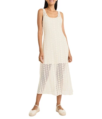 The Good Journey Scoop Neck Sleeveless Illusion Hem Crochet Maxi Dress