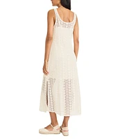 The Good Journey Scoop Neck Sleeveless Illusion Hem Crochet Maxi Dress