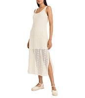 The Good Journey Scoop Neck Sleeveless Illusion Hem Crochet Maxi Dress