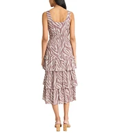 The Good Journey Scoop Neck Tiered Ruffle Gauze Midi Dress