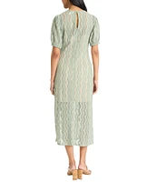 The Good Journey Short Sleeve Illusion Hem Crochet Midi Dress