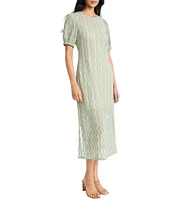 The Good Journey Short Sleeve Illusion Hem Crochet Midi Dress