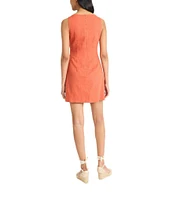 The Good Journey Solid Linen Blend Square Neck Sheath Mini Dress