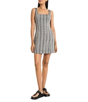 The Good Journey Square Neck Tie Back Stripe Cotton Mini Dress