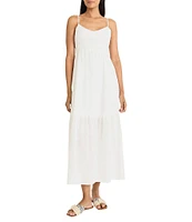 The Good Journey Sweetheart Neck Tiered Eyelet Maxi Dress
