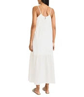 The Good Journey Sweetheart Neck Tiered Eyelet Maxi Dress