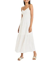 The Good Journey Sweetheart Neck Tiered Eyelet Maxi Dress