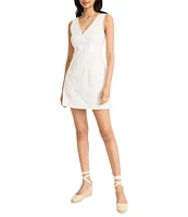 The Good Journey Texture Woven V-Neck Crochet Trim Sheath Mini Dress