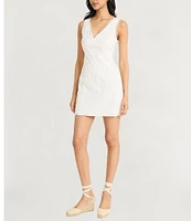 The Good Journey Texture Woven V-Neck Crochet Trim Sheath Mini Dress
