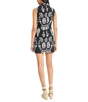 The Good Journey V-Neck Sleeveless Embroidered Cotton Sheath Mini Dress