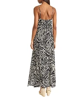 The Good Journey V-Neck Spaghetti Strap Printed Challis Maxi Dress