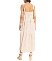 The Good Journey Woven Stripe Square Neck Asymmetrical Tiered Shift Midi Dress