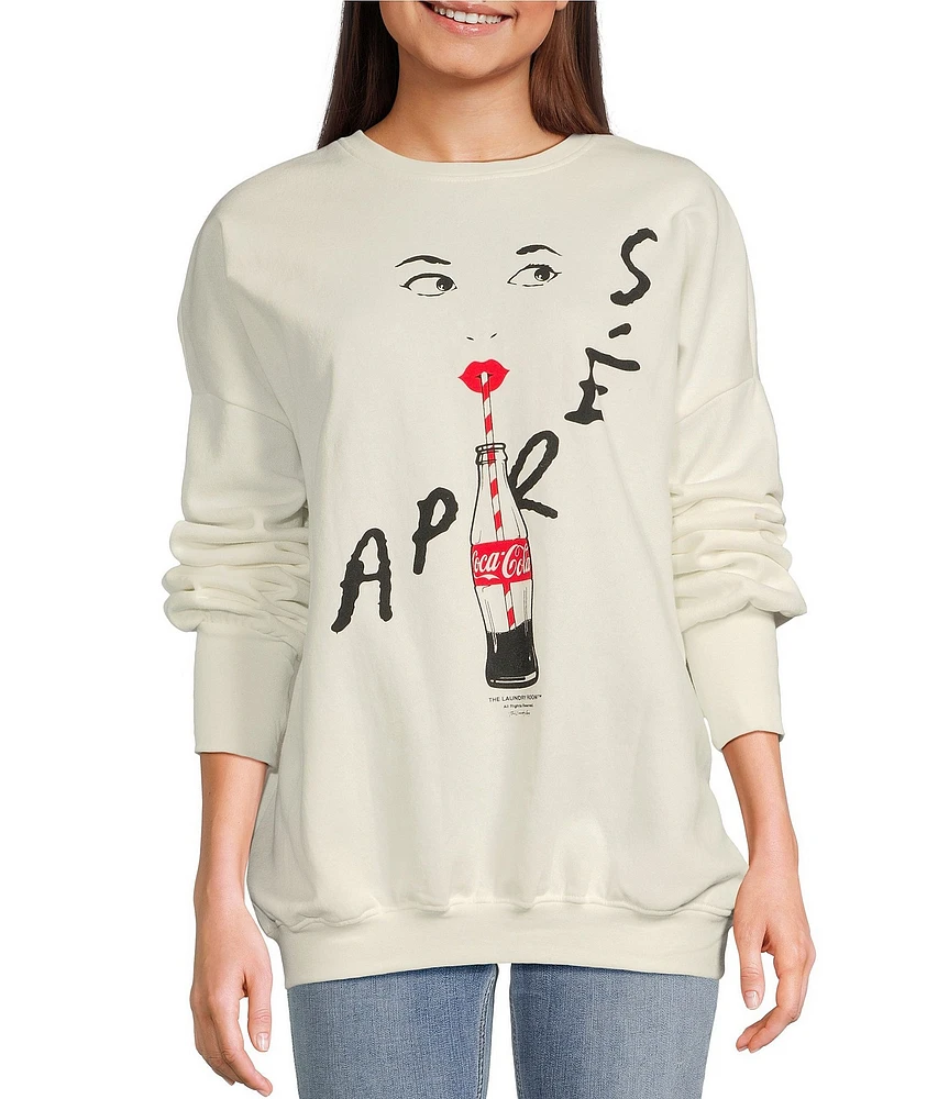 The Laundry Room Apres Coca-Cola Lips Graphic Relaxed Crewneck Sweatshirt