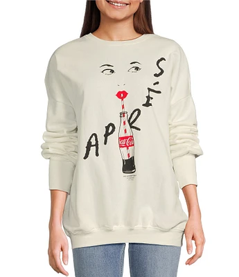 The Laundry Room Apres Coca-Cola Lips Graphic Relaxed Crewneck Sweatshirt