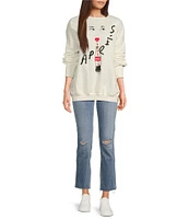 The Laundry Room Apres Coca-Cola Lips Graphic Relaxed Crewneck Sweatshirt