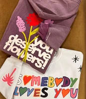 The Mayfair Group You Deserve Flowers Coordinating Graphic Fleece Hoodie