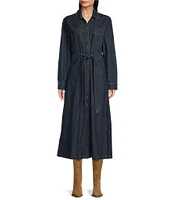 The Normal Brand Denim Button Front Midi Shirt Dress