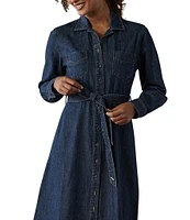 The Normal Brand Denim Button Front Midi Shirt Dress