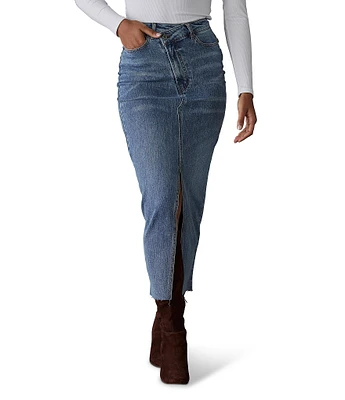 The Normal Brand Denim Stretch High Rise Midi Skirt