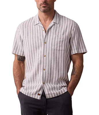 The Normal Brand Freshwater Linen Blend Camp Collar Short Sleeve Woven Shirt