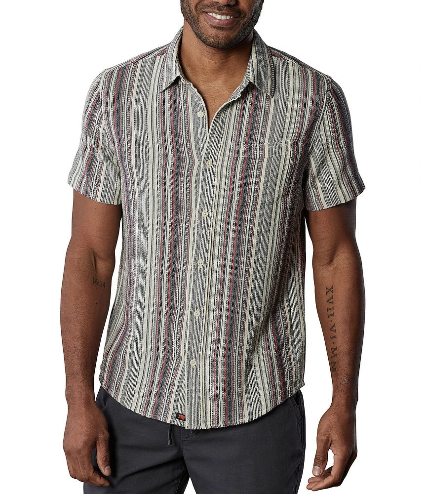 The Normal Brand Freshwater Stripe Short Sleeve Woven Shirt