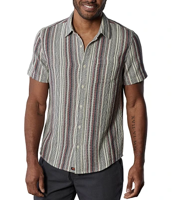The Normal Brand Freshwater Stripe Short Sleeve Woven Shirt