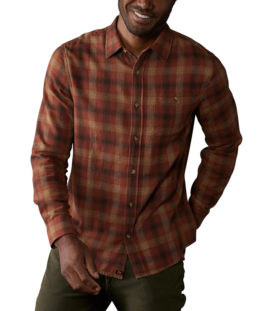 The Normal Brand Hudson Double Dark Brushed Flannel Long Sleeve Woven Shirt