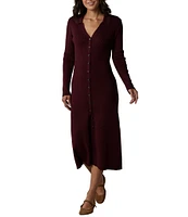 The Normal Brand Knit V-Neck Long Sleeve Midi Dress