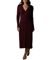 The Normal Brand Knit V-Neck Long Sleeve Midi Dress