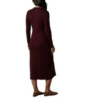 The Normal Brand Knit V-Neck Long Sleeve Midi Dress