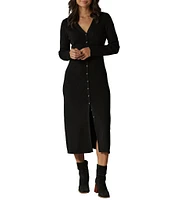 The Normal Brand Knit V-Neck Long Sleeve Midi Dress