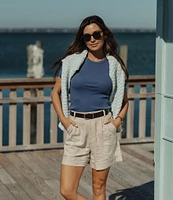 The Normal Brand Leukos Linen Blend High Waist Tailored Shorts