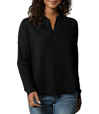 The Normal Brand Puremeso Ribbed Collar Long Sleeve Polo Top