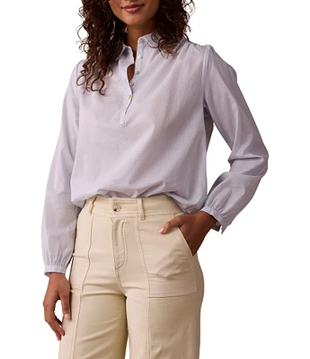 The Normal Brand Solid Featherweight Collared Neck Long Sleeve Blouse
