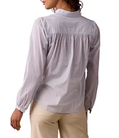 The Normal Brand Solid Featherweight Collared Neck Long Sleeve Blouse