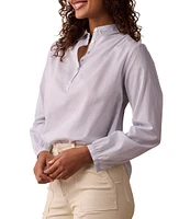 The Normal Brand Solid Featherweight Collared Neck Long Sleeve Blouse